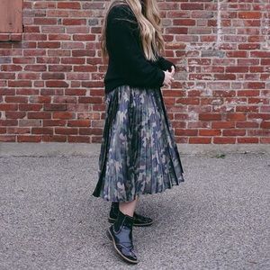 ASOS camo pleated midi skirt